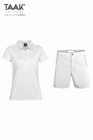 Blusa tipo polo y short para lavandería en hoteles