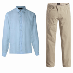 Camisa tipo guayabera y pantalón docker para uniformes para hoteles