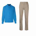 Blusa tipo guayabera y pantalón docker para uniformes para hoteles dia