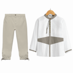 Uniformes para hoteles: Pantalón capri beige y blusa dama con bordado en tela Ambassador